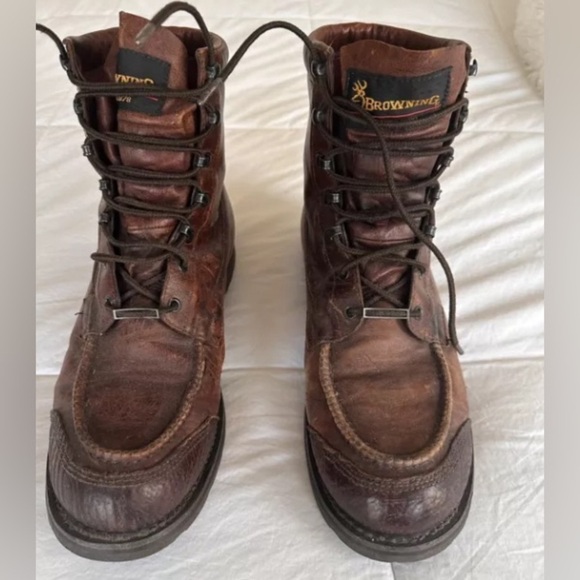Vintage Rare USA Browning Moc Toe Safety Hunting Work Boots Size 10.5